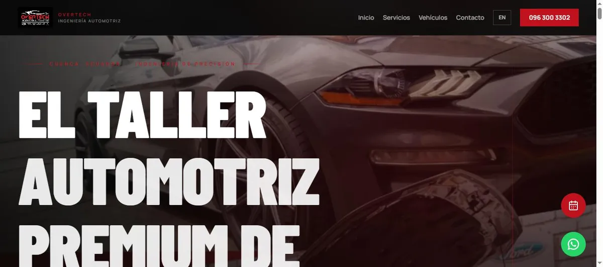 Página de inicio de tallerautomotrizcuenca.com, OVERTECH en Cuenca