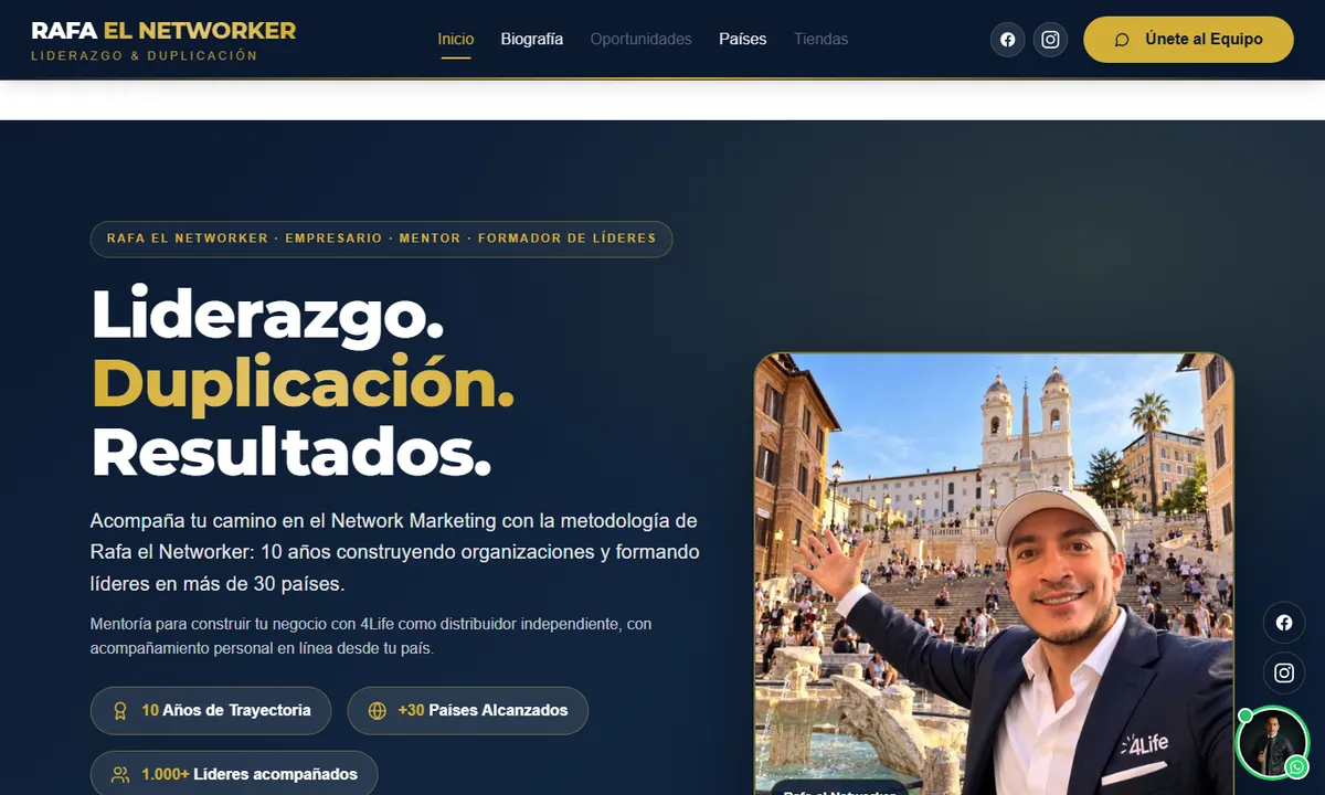 Página de inicio de rafaelnetworker.com, web de Rafa el Networker